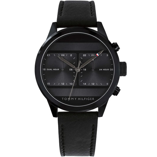 Original Tommy Hilfiger Icon Men's Watch - All Black Case & Leather Strap (1791595)