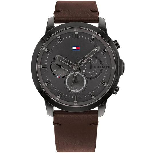 Original Tommy Hilfiger Men's Watch - Grey Case & Brown Leather (1791799)
