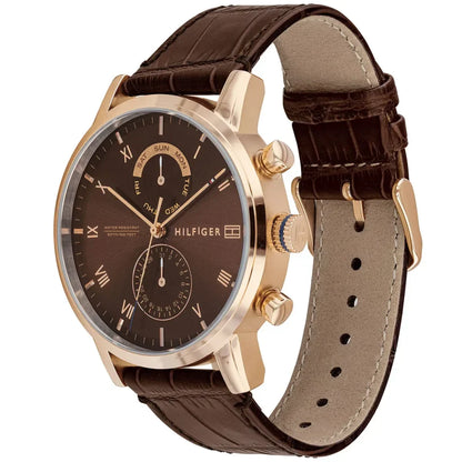 Original Tommy Hilfiger Kane Men's Watch - Rose Gold Case & Brown Leather (1710400)