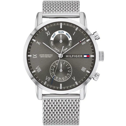 Original Tommy Hilfiger Kane Men's Watch - Silver Mesh Steel & Grey Dial (1710402)