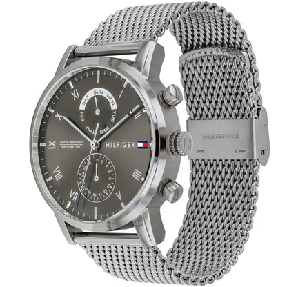 Original Tommy Hilfiger Kane Men's Watch - Silver Mesh Steel & Grey Dial (1710402)
