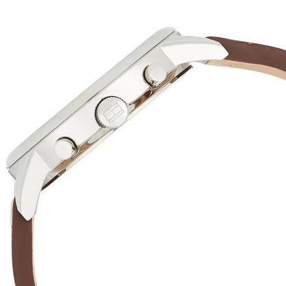 Original Tommy Hilfiger Men's Watch - Silver Case & Light Brown Leather (1791629)