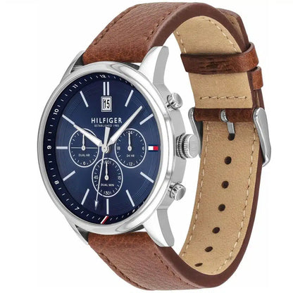 Original Tommy Hilfiger Men's Watch - Silver Case & Light Brown Leather (1791629)