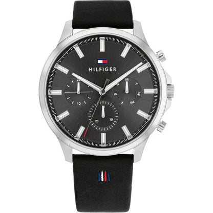 Original Tommy Hilfiger Men's Watch - Silver Case & Black Rubber (1710495)