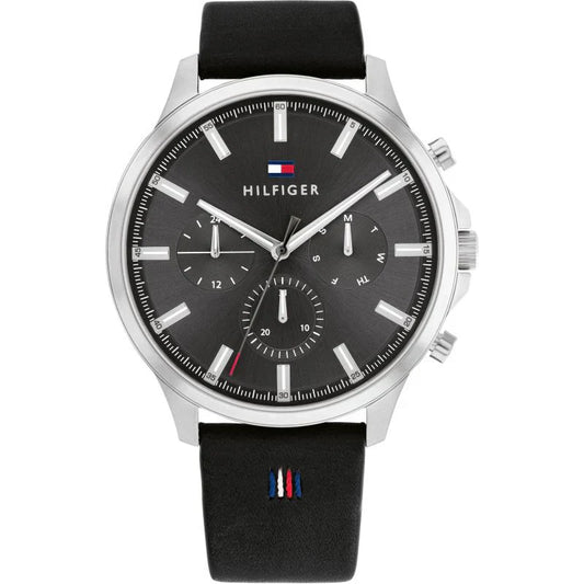 Original Tommy Hilfiger Men's Watch - Silver Case & Black Rubber (1710495)
