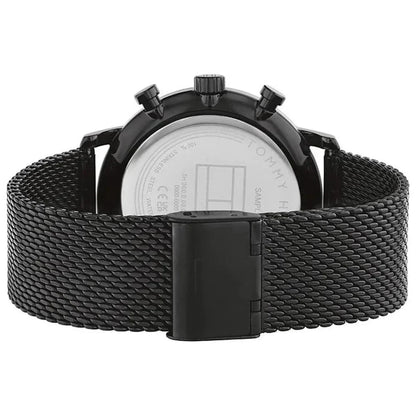 Original Tommy Hilfiger Legend Men's Watch - Black Mesh Steel & Beige Skeleton Dial (1710568)