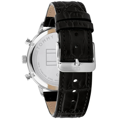 Original Tommy Hilfiger Men's Watch - Silver Case & Black Leather (1791985)