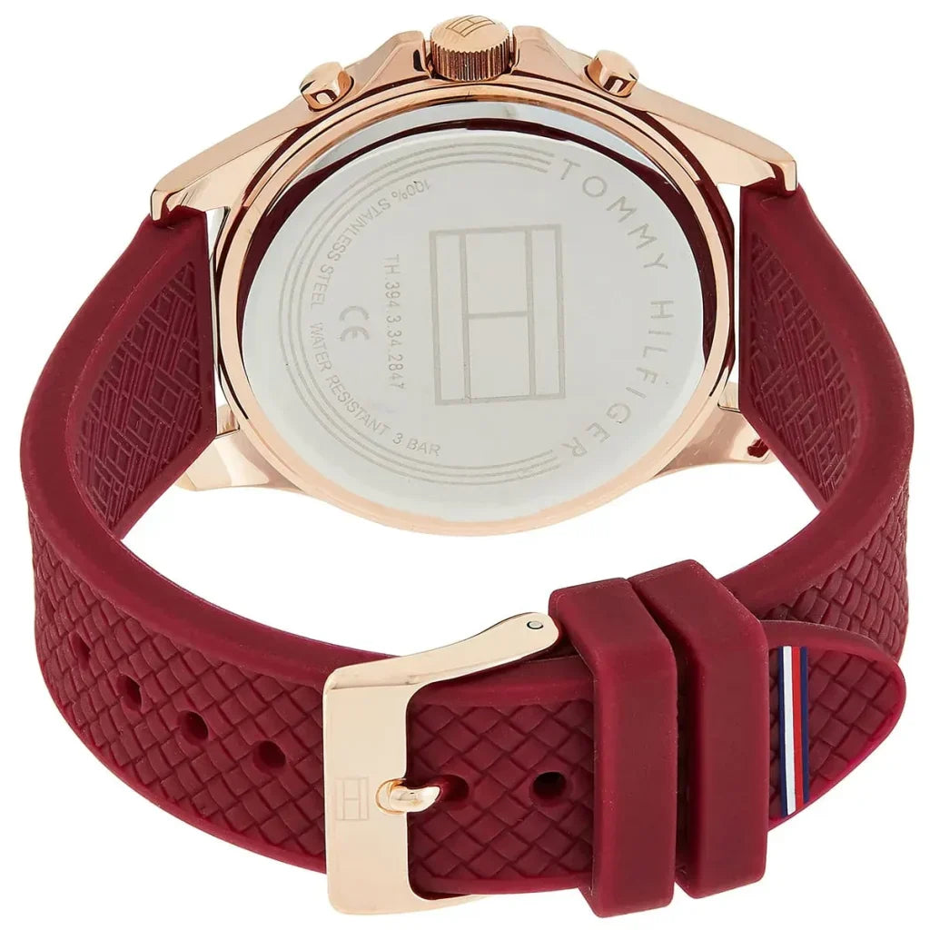 Original Tommy Hilfiger Lori Women's Watch - Rose Gold Case & Berry Rubber Strap (1782200)