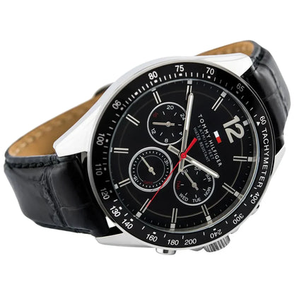Original Tommy Hilfiger Luke Men's Watch - Silver Case & Black Leather (1791117)