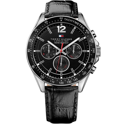 Original Tommy Hilfiger Luke Men's Watch - Silver Case & Black Leather (1791117)
