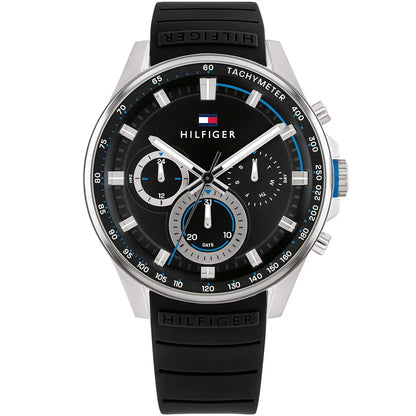 Original Tommy Hilfiger Men's Watch - Silver Case & Black Rubber (1791971)
