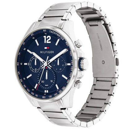 Original Tommy Hilfiger Max Men's Watch - Silver Steel & Navy Dial (1791973)