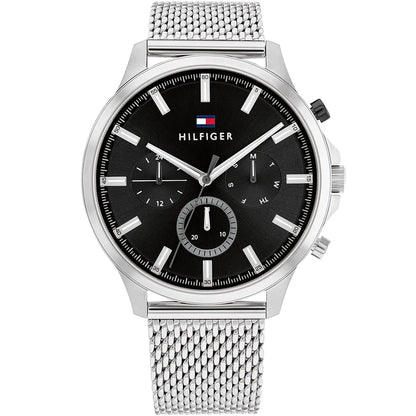 Original Tommy Hilfiger Ryder Men's Watch - Silver Mesh Steel & Black Dial (1710498)