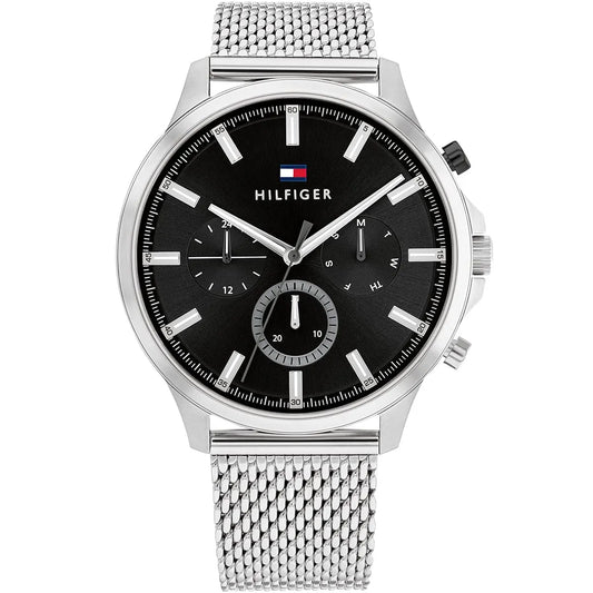 Original Tommy Hilfiger Ryder Men's Watch - Silver Mesh Steel & Black Dial (1710498)