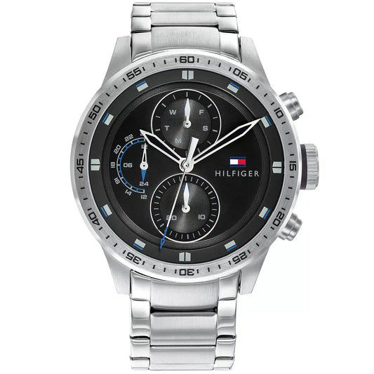 Original Tommy Hilfiger Shawn Men's Watch - Silver Steel & Black Dial (1791805)