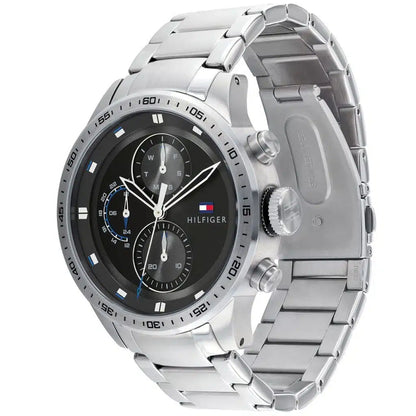 Original Tommy Hilfiger Shawn Men's Watch - Silver Steel & Black Dial (1791805)