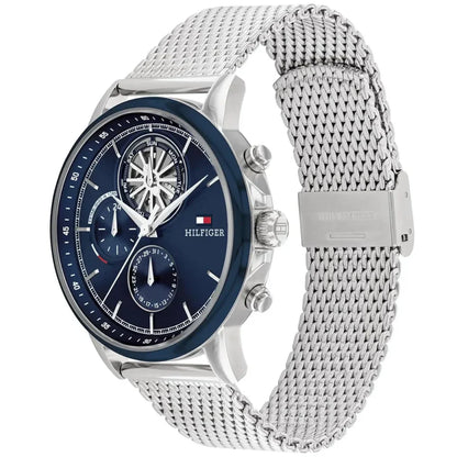 Original Tommy Hilfiger Stewart Men's Watch - Silver Mesh Steel & Navy Dial (1710609)