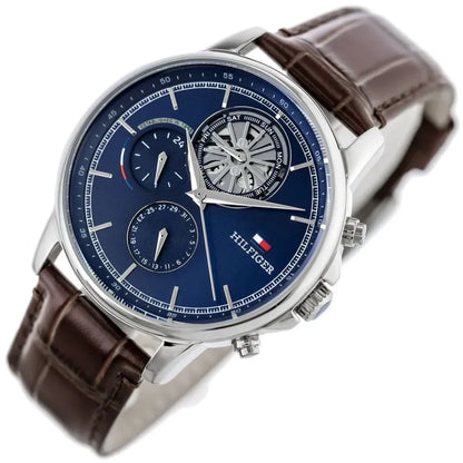 Original Tommy Hilfiger Stewart Men's Watch - Silver Case & Brown Leather (1710629)