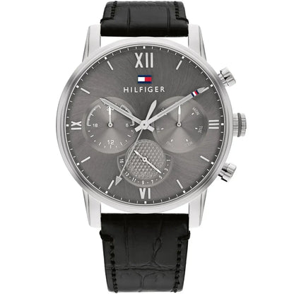 Original Tommy Hilfiger Men's Watch - Gray Dial & Black Leather (1791883)