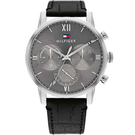 Original Tommy Hilfiger Men's Watch - Gray Dial & Black Leather (1791883)