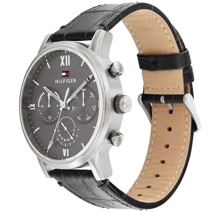 Original Tommy Hilfiger Men's Watch - Gray Dial & Black Leather (1791883)