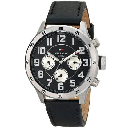 Original Tommy Hilfiger Men's Watch - Silver Case & Black Leather (1791050)