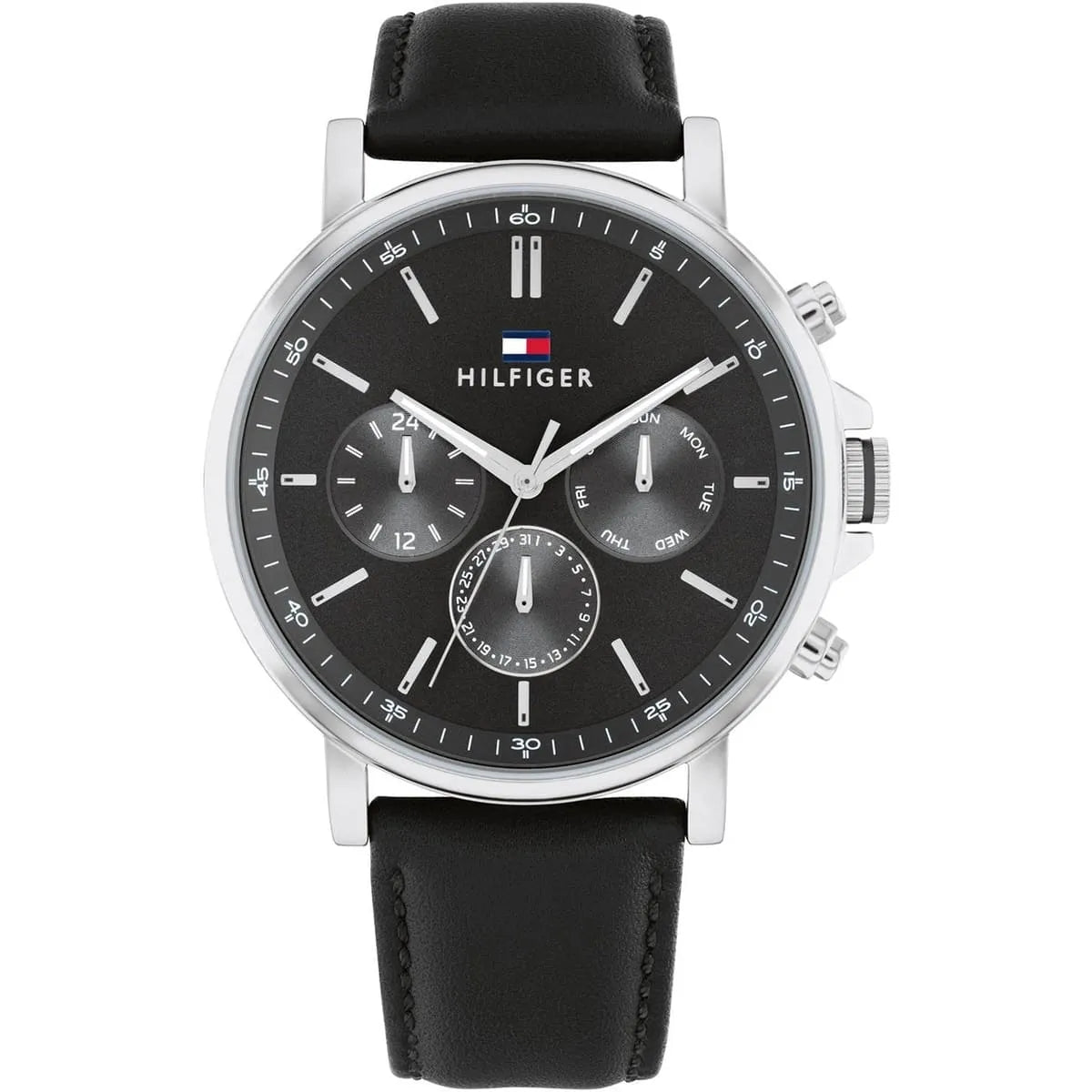 Original Tommy Hilfiger Tyson Men's Watch - Silver Case & Black Leather (1710586)