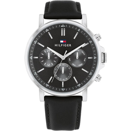 Original Tommy Hilfiger Tyson Men's Watch - Silver Case & Black Leather (1710586)