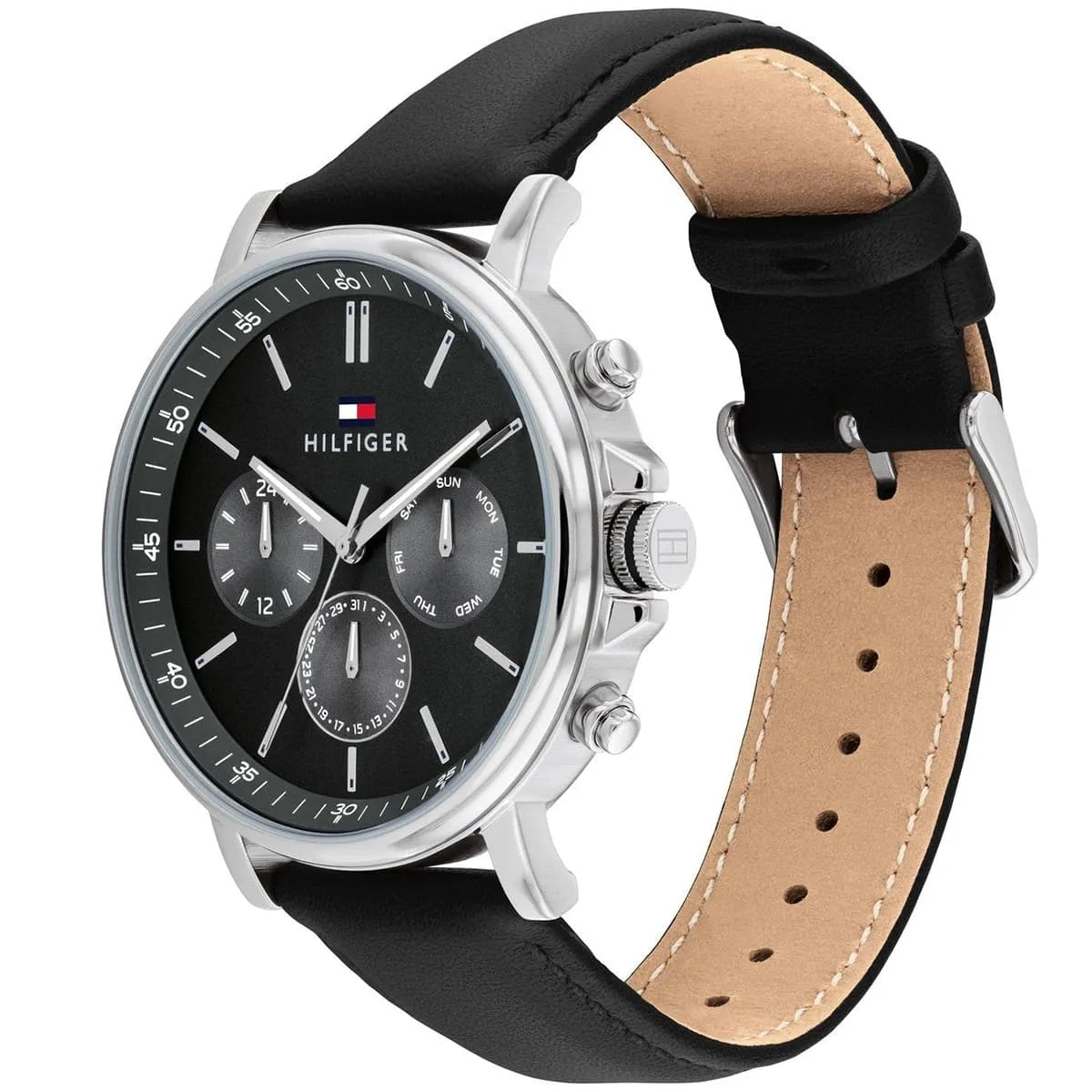 Original Tommy Hilfiger Tyson Men's Watch - Silver Case & Black Leather (1710586)