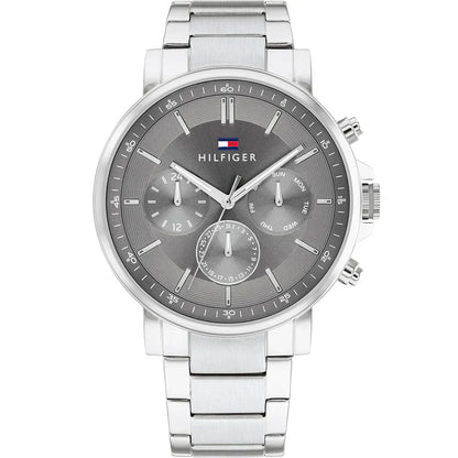 Original Tommy Hilfiger Tyson Men's Watch - Silver Steel & Dark Grey Dial (1710604)