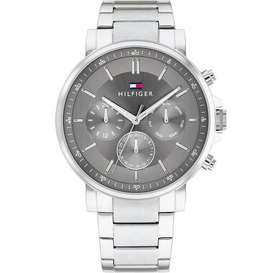 Original Tommy Hilfiger Tyson Men's Watch - Silver Steel & Dark Grey Dial (1710604)