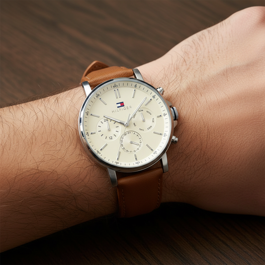 Original Tommy Hilfiger Tyson Men's Watch - Silver Case & Tan Leather (1792143)