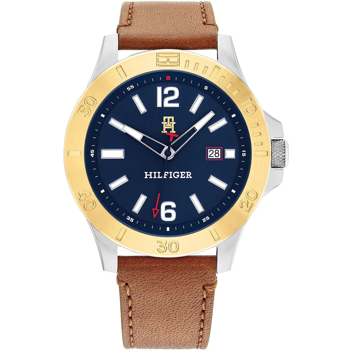 Original Tommy Hilfiger West Men's Watch - Two-Tone Gold Case & Brown Leather (1710529)