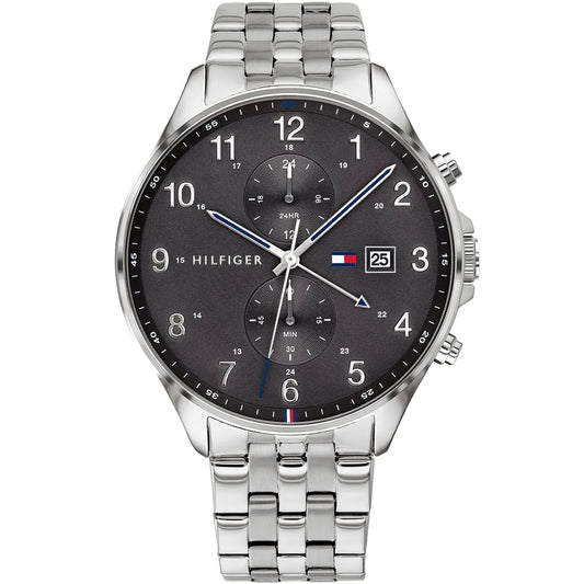 Original Tommy Hilfiger West Men's Watch - Silver Steel & Dark Grey Dial (1791707)