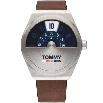 Original Tommy Jeans Monogram Pop Men's Watch - Silver Case & Brown Leather (1791772)