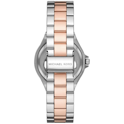 Michael Kors Lennox MK6989 Two-Tone Watch with Crystal Bezel and Silver Dial