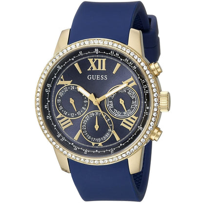 Guess Sunrise Multi-Function W0616L2 Gold Case Blue Dial Blue Rubber Women Watch