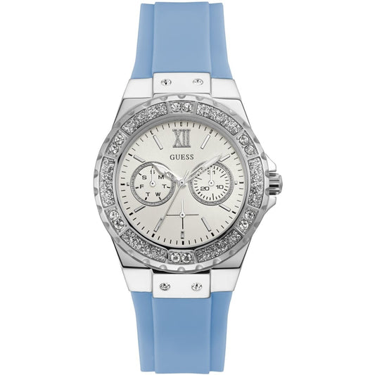 Guess Limelight W1053L5 Multi-Function White Dial Women's Blue Rubber Watch