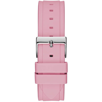 Guess Zena Multi-Function W1094L4 Silver Case Rose Gold Bezel Pink Rubber Women's Watch