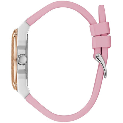 Guess Zena Multi-Function W1094L4 Silver Case Rose Gold Bezel Pink Rubber Women's Watch