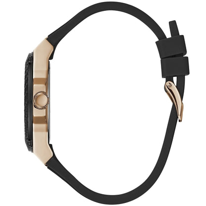Guess Zena Multi-Function W1094L6 Rose Gold Case Black Dial Black Rubber Women's Watch
