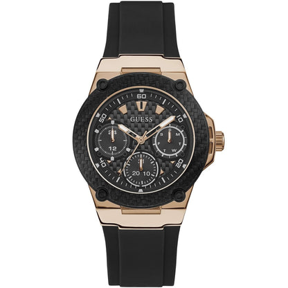 Guess Zena Multi-Function W1094L6 Rose Gold Case Black Dial Black Rubber Women's Watch
