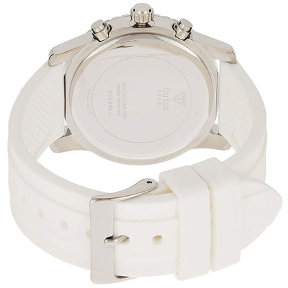 Guess Confetti Multi-Function W1098L1 Silver Case Crystal Bezel White Rubber Women's Watch