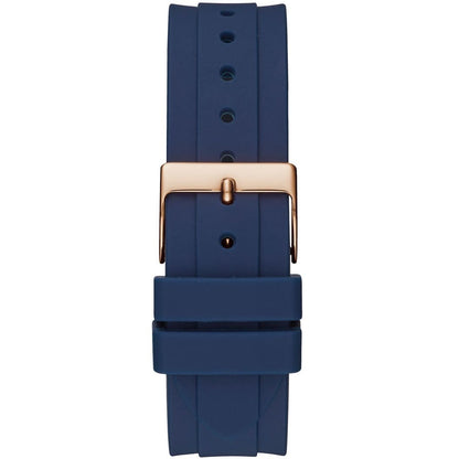Guess Confetti Multi-Function W1098L6 Gold Case Crystal Bezel Blue Rubber Women's Watch
