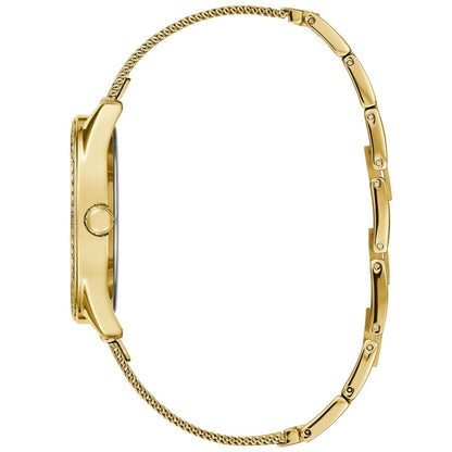 Guess Claudia W1279L2 Gold Case Crystal Bezel 4G Logo Gold Mesh Women's Watch
